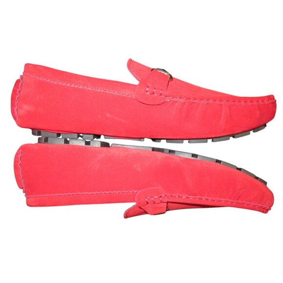 Royal Red Suede Leather Driving Loafers Moccasins size 46 or US 12 - Picture 7 of 11